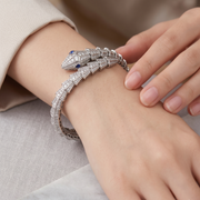 Designer 925 Sterling Silver Women’s Bracelet with Shimmering Stones